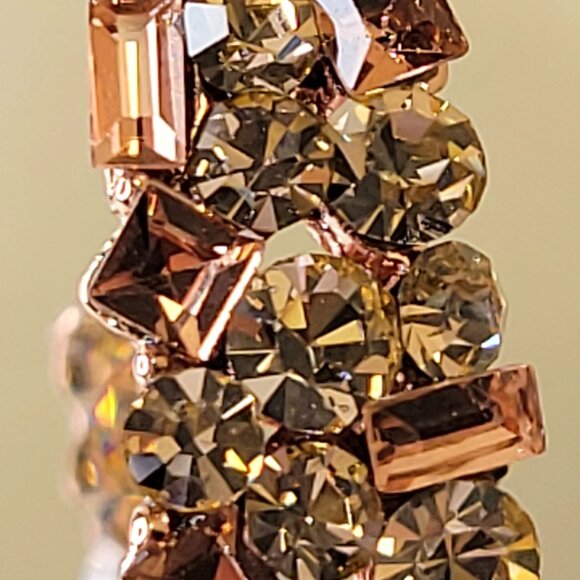 Rose Gold Crystal Half Hoop Earrings - Picture 9 of 12